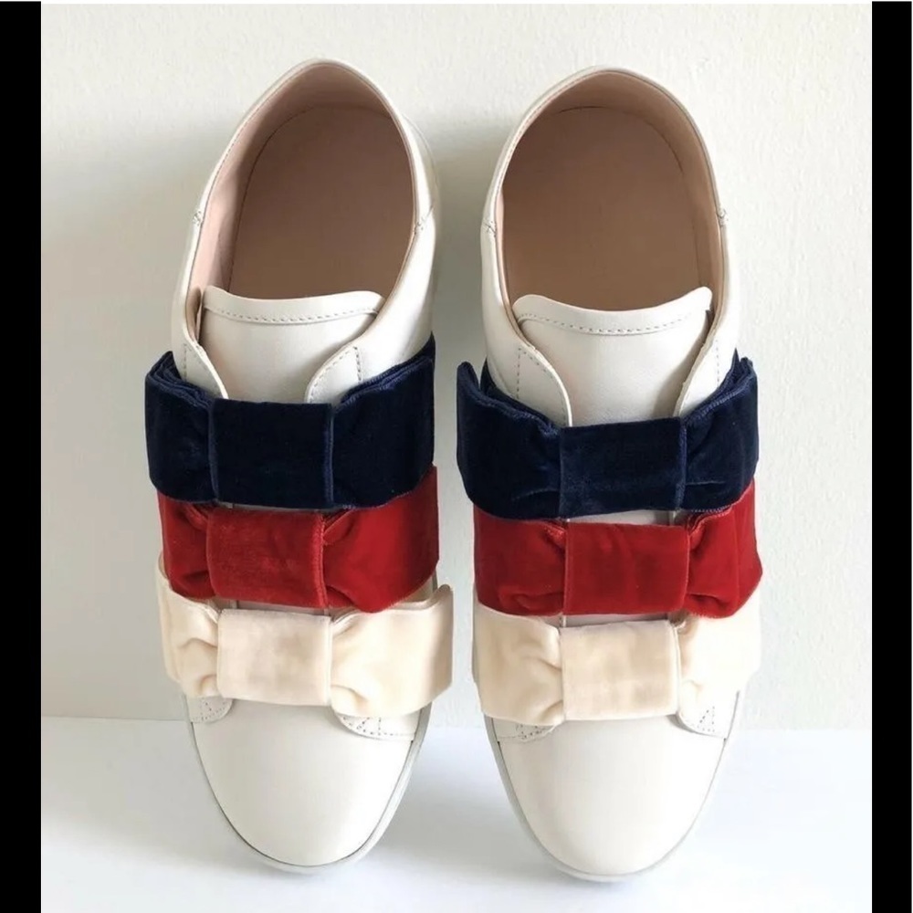 Gucci New Ace 524989 Leather & Velvet Bow Slip-on Bee Women Sneakers Size 35 - Picture 9 of 12